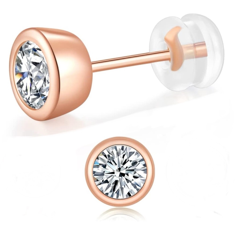 Topfook moissanite rose gold diamond earrings